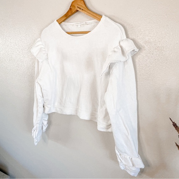 LoveShackFancy | Corrine White Ruffle Sweatshirt, medium - Picture 4 of 12